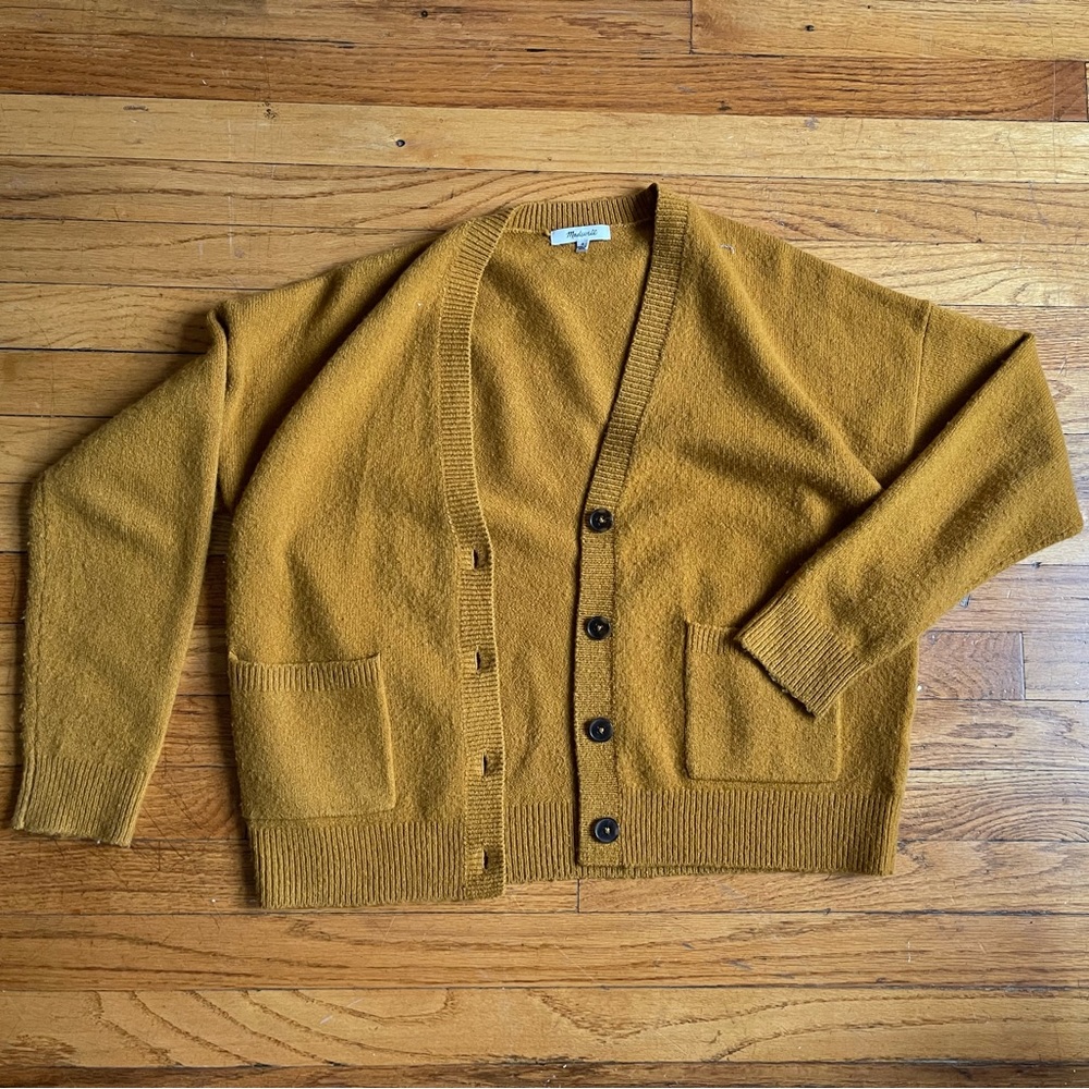 Mustard Yellow Madewell V-Neck Cardigan